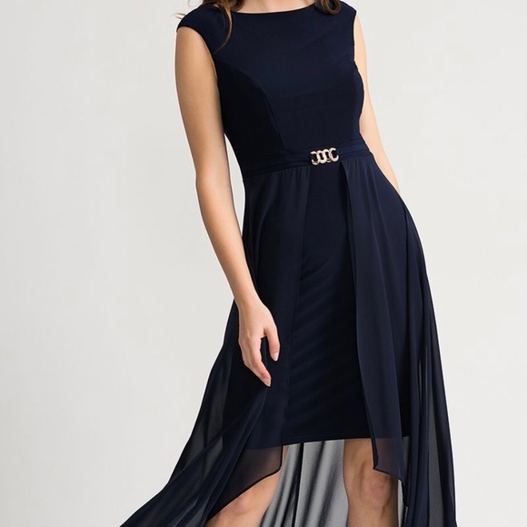 Elegant Joseph Ribkoff navy blue dress. - Picture 1 of 6